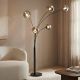 Lampadare - Lampa de podea moderna cu 5 globuri sticla fumurie LIQUID DIAMOND