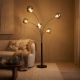 Lampadare - Lampa de podea moderna cu 5 globuri sticla fumurie LIQUID DIAMOND