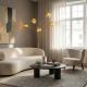 Lampadare - Lampa de podea moderna cu 5 globuri sticla aurie LIQUID DIAMOND
