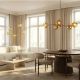 Lampadare - Lampa de podea moderna cu 5 globuri sticla aurie LIQUID DIAMOND