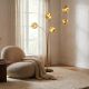 Lampadare - Lampa de podea moderna cu 5 globuri sticla aurie LIQUID DIAMOND