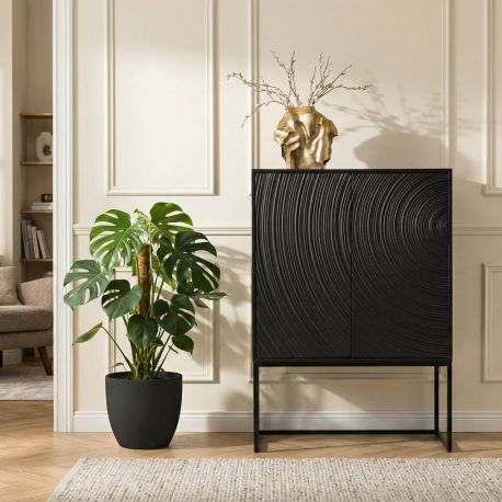 Comode - Comoda inalta lemn de mango negru cu fata 3D ORBIT 120cm