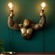 Aplice, corpuri de iluminat pentru pereti - Aplica de perete KING APE 50cm sculptura maimuta aurie