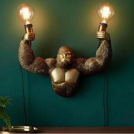 Aplica de perete KING APE 50cm sculptura maimuta aurie