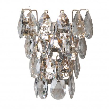 Aplice, corpuri de iluminat pentru pereti - Aplica de perete metal auriu si cristale sticla BARLETTA