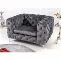Fotoliu design Chesterfield, Catifea, Gri inchis, MODERN BAROCK