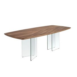 Mese dining - Masa dining design LUX Glass and Walnut 220x110cm