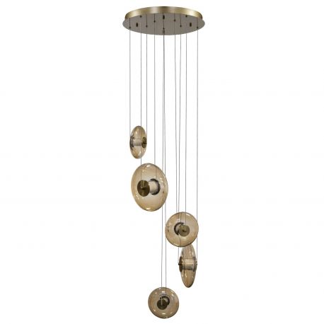 Pendule, Lustre suspendate - Lustra cu 5 pendule LED ANDORA 3-STEP DIMM amber