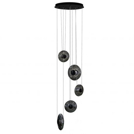 Pendule, Lustre suspendate - Lustra cu 5 pendule LED ANDORA 3-STEP DIMM fumuriu