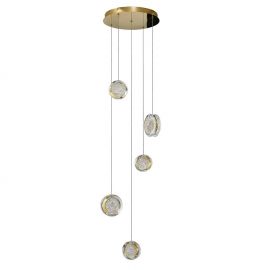 Pendule, Lustre suspendate - Lustra LED suspendata design decorativ EUFORIA 5 aurie 3-STEP DIMM