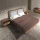 Paturi - Pat dublu tapitat design LUX Walnut Veneer 160x200cm