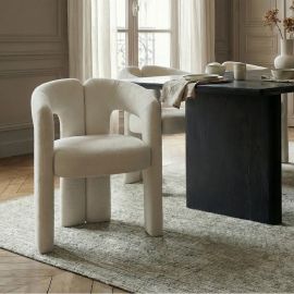 Scaune - Scaun cu design sculptural tesatura chenille alb crem ARCH