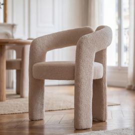 Scaune - Scaun cu design sculptural tesatura fleece bej ARCH