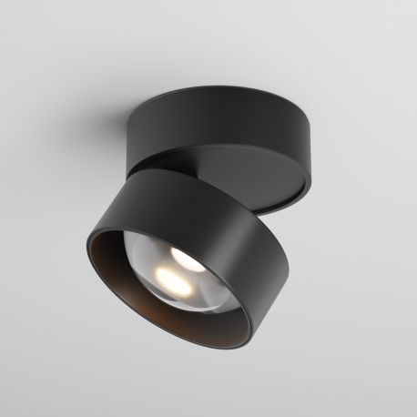 Plafoniere cu spoturi, Spoturi aplicate - Spot aplicat directionabil LED Lens negru 3000K 12W