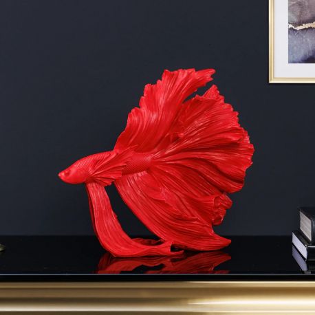 Statuete - Statueta decorativa extravaganta Fisch Crowntail 35cm, rosu