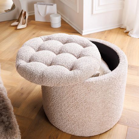 Banchete-Tabureti - Taburete cu spatiu de depozitare Modern Barock 50cm, boucle champagne