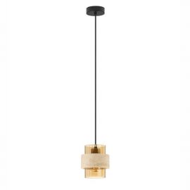 Pendule, Lustre suspendate - Lustra, Pendul din travertin si sticla chihlimbar MELONY
