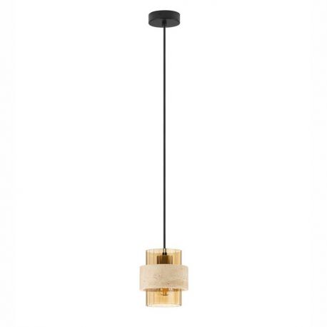 Pendule, Lustre suspendate - Lustra, Pendul din travertin si sticla chihlimbar MELONY
