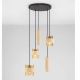 Pendule, Lustre suspendate - Lustra cu 5 pendule din travertin si sticla chihlimbar MELONY