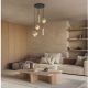 Pendule, Lustre suspendate - Lustra cu 5 pendule din travertin si sticla chihlimbar MELONY