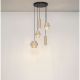 Pendule, Lustre suspendate - Lustra cu 5 pendule din travertin si sticla chihlimbar MELONY