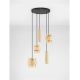 Pendule, Lustre suspendate - Lustra cu 5 pendule din travertin si sticla chihlimbar MELONY