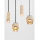 Pendule, Lustre suspendate - Lustra cu 7 pendule din travertin si sticla chihlimbar MELONY