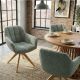 Scaune - Scaun pivotant PAPILLON tesatura boucle verde salvie/ stejar