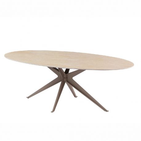 Mese dining - Masa ovala cu blat din ceramica TRAVERTIN 220cm