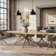 Mese dining - Masa ovala cu blat din ceramica TRAVERTIN 220cm