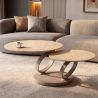 Masuta de cafea moderna cu doua blaturi rotative din ceramica DANCING RINGS 80-135cm
