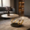 Masuta de cafea moderna cu doua blaturi rotative din ceramica DANCING RINGS 80-135cm