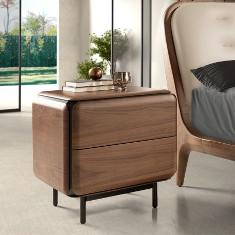 Noptiere - Noptiera design LUX cu sertare Walnut Veneer