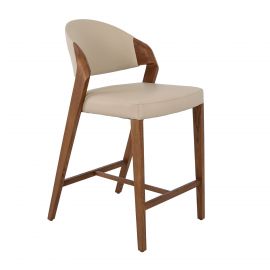 Scaune Bar - Scaun de bar din lemn si piele sintetica Mink