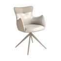 Scaun modern pivotant piele sintetica Off-white/ Greige