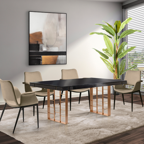 Mese dining - Masa dining design LUX Vita 200cm gri antracit/ auriu roz