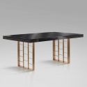 Masa dining design LUX Vita 240cm gri antracit/ auriu roz