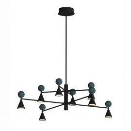 Candelabre, Lustre - Lustra LED moderna Art Deco Bingo negru/ malachit