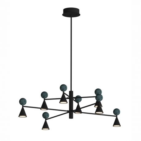 Candelabre, Lustre - Lustra LED moderna Art Deco Bingo negru/ malachit
