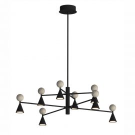 Candelabre, Lustre - Lustra LED moderna Art Deco Bingo negru/ travertin