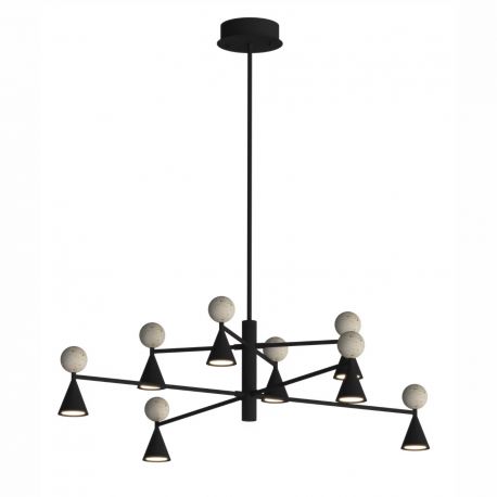 Candelabre, Lustre - Lustra LED moderna Art Deco Bingo negru/ travertin
