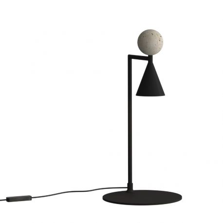 Veioze - Lampa de masa LED moderna Art Deco Bingo negru/ travertin