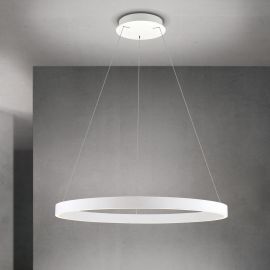 Pendule, Lustre suspendate - Lustra LED circulara iluminat sus si jos KOLK alb 80cm