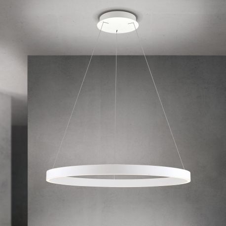 Pendule, Lustre suspendate - Lustra LED circulara iluminat sus si jos KOLK alb 80cm