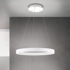 Pendule, Lustre suspendate - Lustra LED circulara iluminat sus si jos KOLK alb 60cm