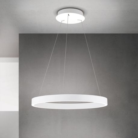 Pendule, Lustre suspendate - Lustra LED circulara iluminat sus si jos KOLK alb 60cm
