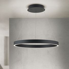 Pendule, Lustre suspendate - Lustra LED circulara iluminat sus si jos KOLK negru 60cm