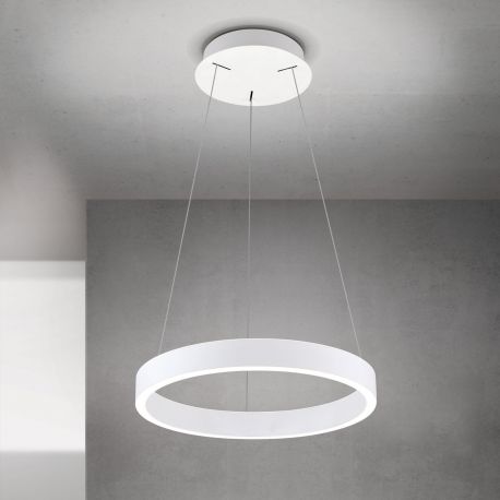 Pendule, Lustre suspendate - Lustra LED circulara iluminat sus si jos KOLK alb 40cm