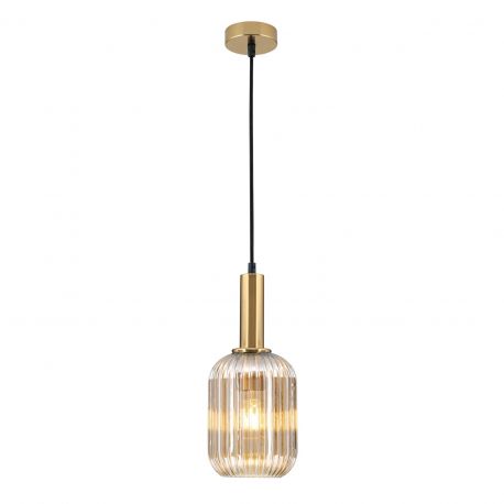 Pendule, Lustre suspendate - Pendul, Lustra suspendata cu sticla canelata CARNEVAL amber