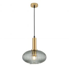 Pendule, Lustre suspendate - Pendul, Lustra suspendata cu sticla canelata CARNEVAL amber